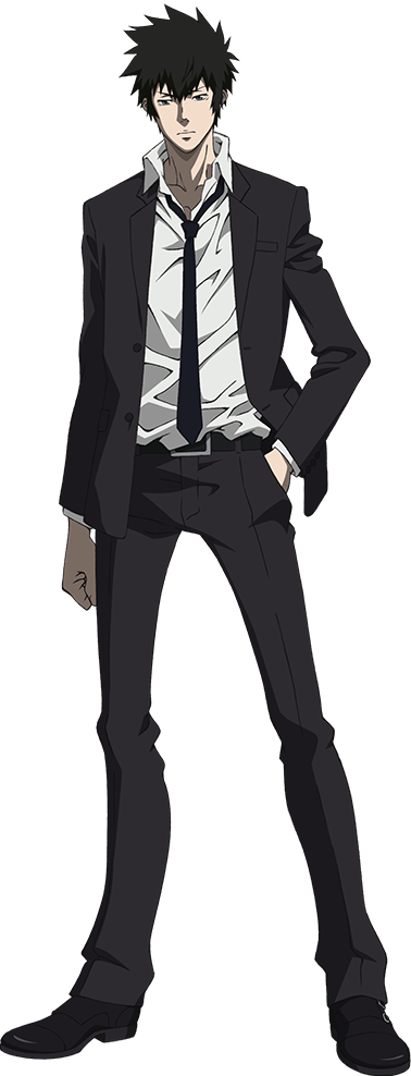 Shinya Kogami in his first-season suit, full-body official character illustration